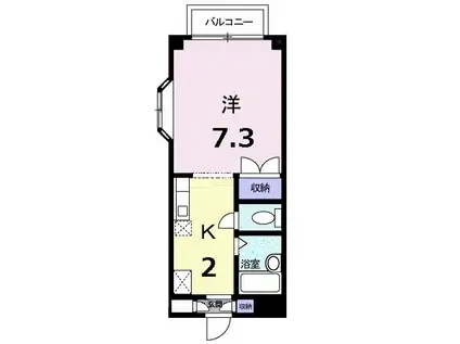 エスポワール鍋島(1K/2階)の間取り写真