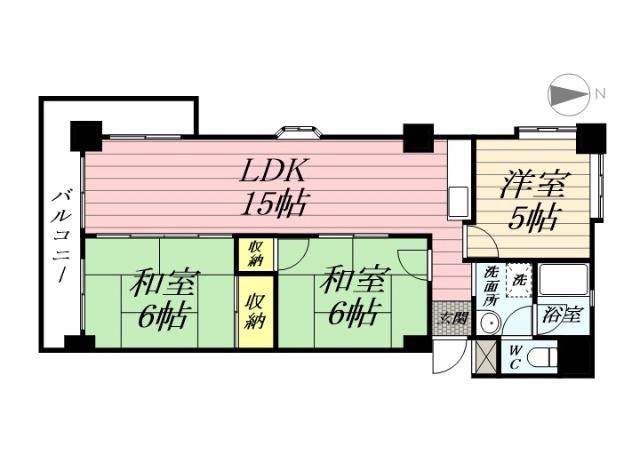 ハイタウンみずほII(3LDK/5階)の間取り写真