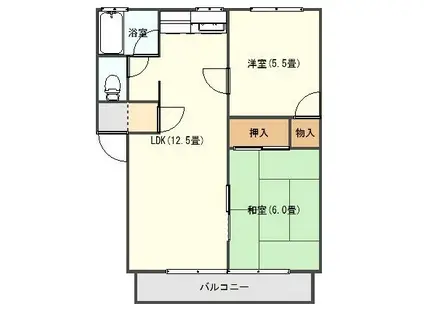ボンヌール(2LDK/2階)の間取り写真