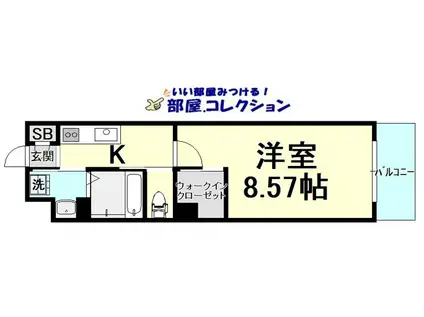 ウィングス三郎丸(1K/3階)の間取り写真