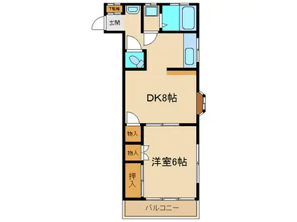 サンハウス北坂戸(1DK/2階)の間取り写真