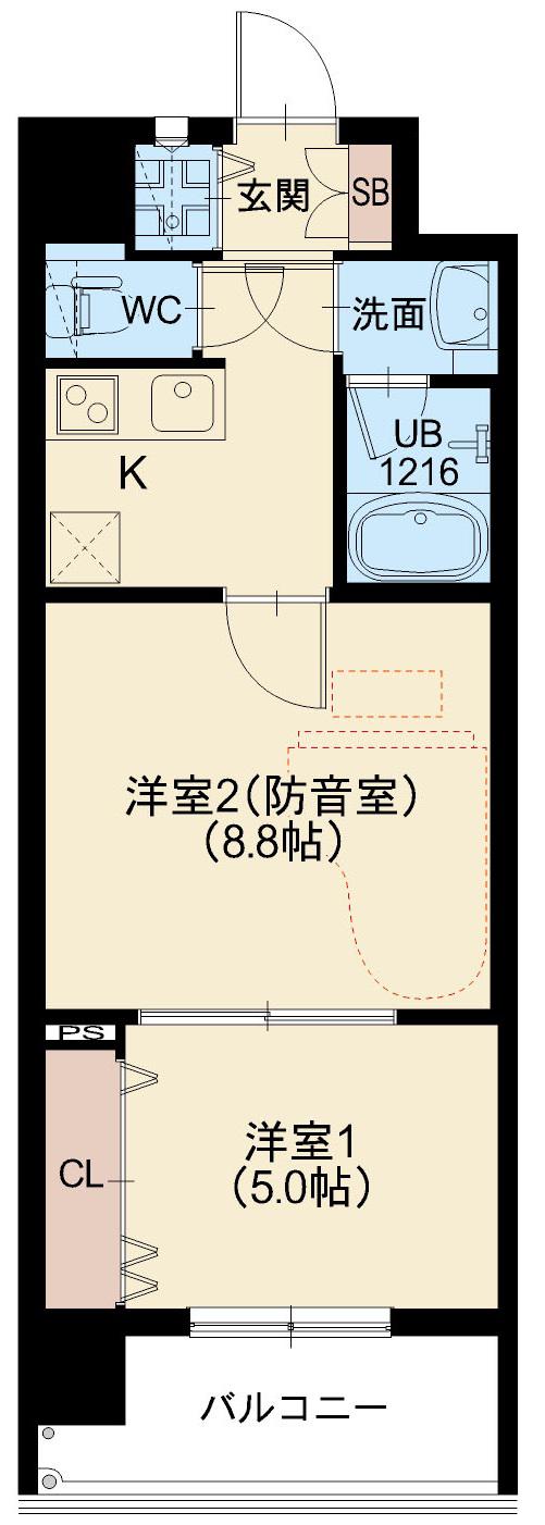 THE MUSIC COURT(1K/7階)の間取り写真