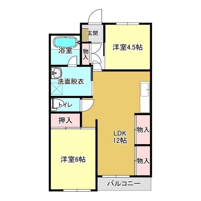 アメニティ甲府(2LDK/3階)の間取り写真