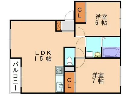 シーサイドヒルズHK‐III(2LDK/2階)の間取り写真