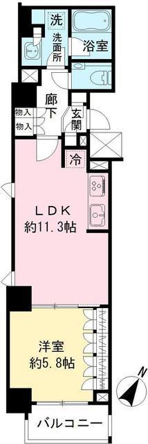 IBIS市ヶ谷 アイビス市ヶ谷(1LDK/5階)の間取り写真