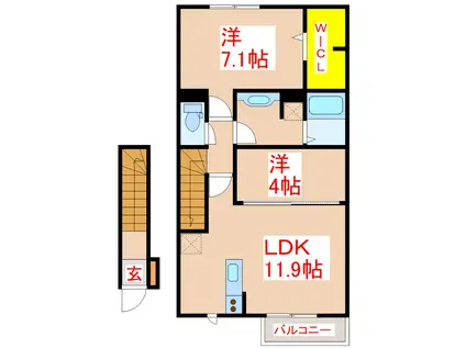 ルーチェ・アモン A棟(2LDK/2階)の間取り写真