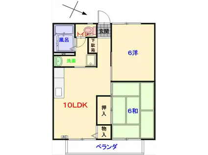 プレジール平山(2LDK/1階)の間取り写真