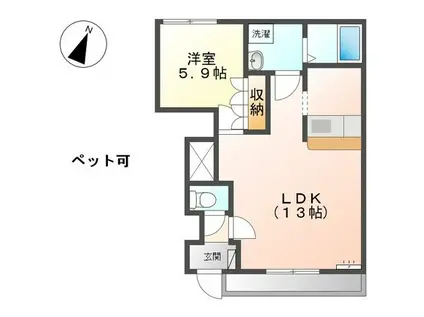 PARK D`AZUR(1LDK/1階)の間取り写真