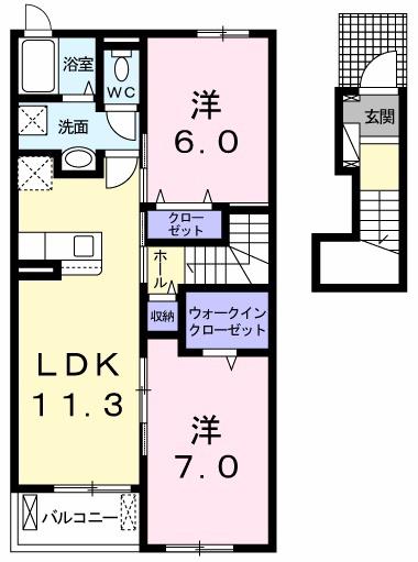 シエル・テーレB(2LDK/2階)の間取り写真