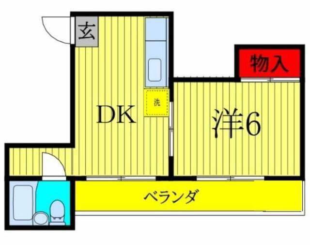メゾン秦(1DK/2階)の間取り写真