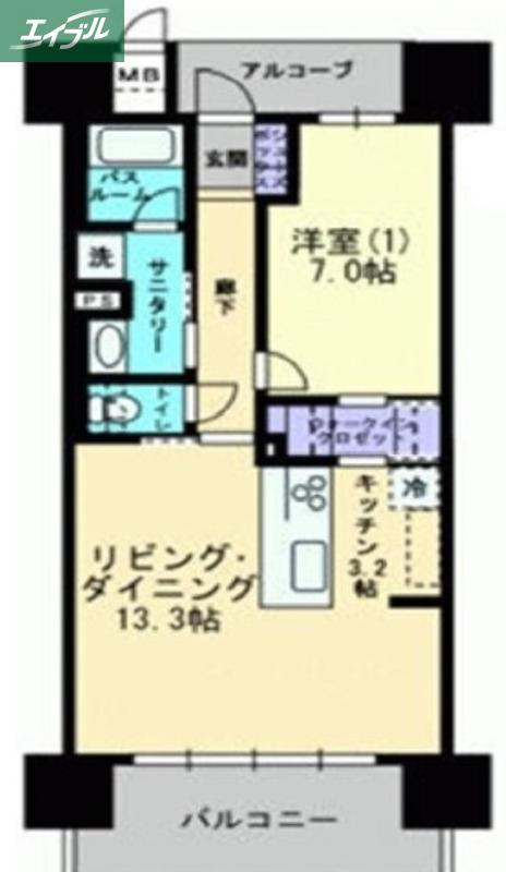 アルファステイツ大学病院通(1LDK/4階)の間取り写真