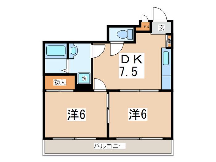 YFC南台(2DK/3階)の間取り写真