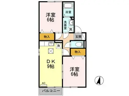 セレーノA(2DK/1階)の間取り写真