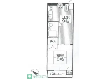 大倉山ハイツ(1LDK/2階)の間取り写真