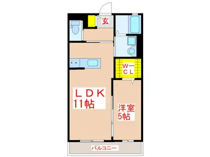 あおいコート(1LDK/2階)の間取り写真