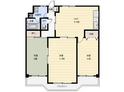 第二 クレッシェンド戸川(3LDK/1階)の間取り写真