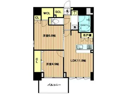 スプランディット上本町ウエスト(2LDK/14階)の間取り写真