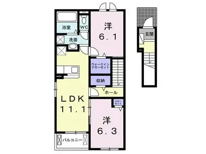 HASHIMOTOBASE I(2LDK/2階)の間取り写真