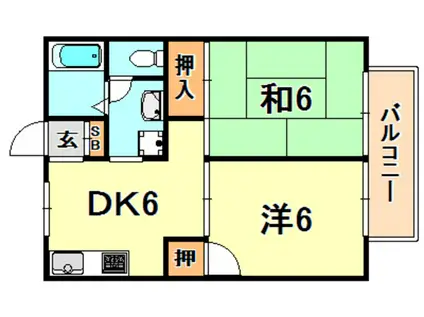 ピアン広町(2DK/1階)の間取り写真