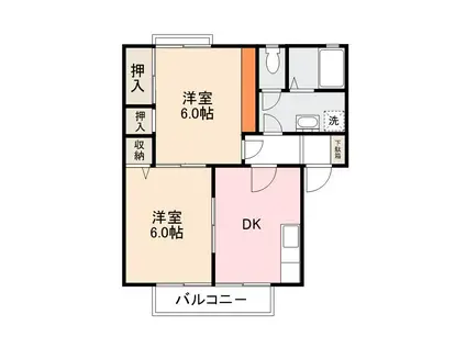 シュガーコートII(2DK/2階)の間取り写真