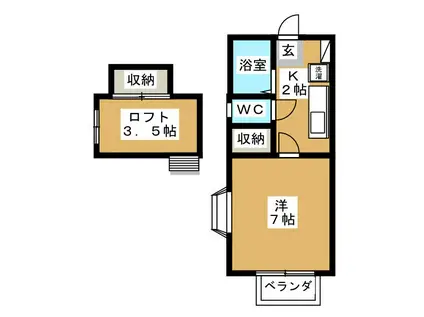 サンハイム川島(1K/2階)の間取り写真