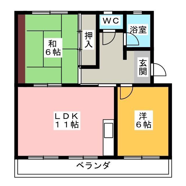 ヴィラコンフォート下俣南(2LDK/2階)の間取り写真