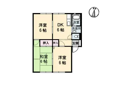 グリーンヒルズ泉川 C棟(3DK/1階)の間取り写真