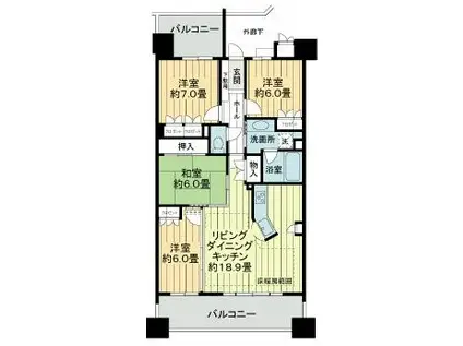 ライオンズガーデン東別院(4LDK/3階)の間取り写真