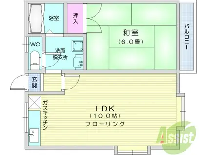 コーポ508(1LDK/2階)の間取り写真