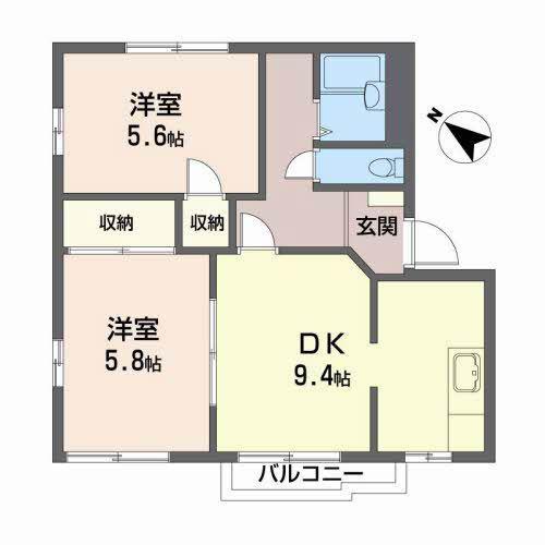 ファミールKN(2DK/2階)の間取り写真