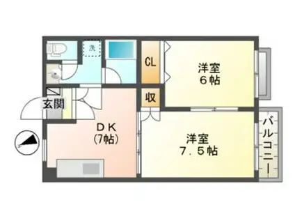 SUNRISE(2DK/1階)の間取り写真