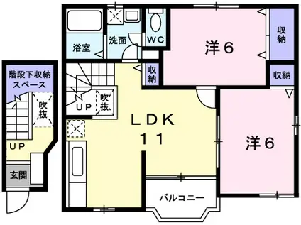 ブルーマウンテンIII(2LDK/2階)の間取り写真