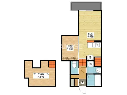 エルモーサ(1SLDK/1階)の間取り写真