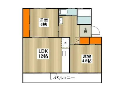 上中ノ原団地16号棟(2LDK/4階)の間取り写真