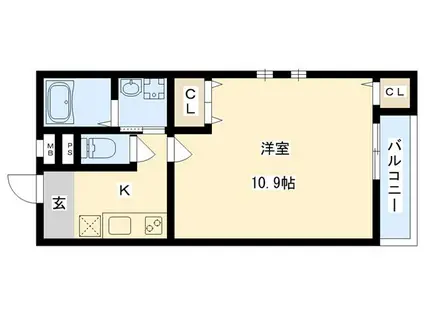 フジパレス太子橋III番館(1K/1階)の間取り写真