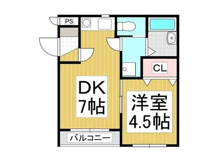 ハイツ原(1DK/1階)の間取り写真