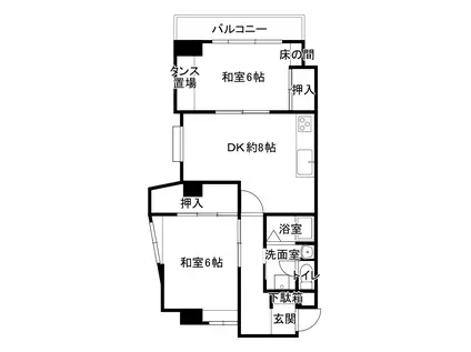 ブエナビダ帝塚山(2DK/4階)の間取り写真