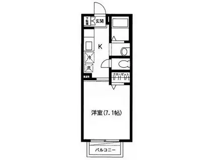 ミルボヌール(1K/2階)の間取り写真