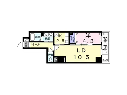 ストリーム品川イースト(1LDK/3階)の間取り写真