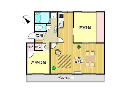 AZ GARDEN千本浜公園 2号棟(2LDK/1階)の間取り写真