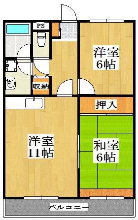 西明石グランドハイツ(2LDK/1階)の間取り写真