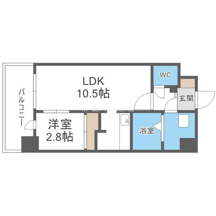 ワールドアイ大阪フェリーチェ(1LDK/7階)の間取り写真