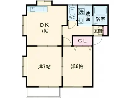シリウス(2DK/1階)の間取り写真