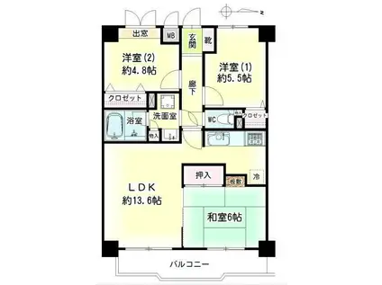 ロイヤルシーダ(3LDK/2階)の間取り写真