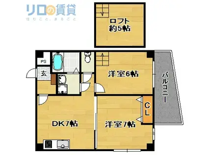 ことぶき淡路(2DK/3階)の間取り写真