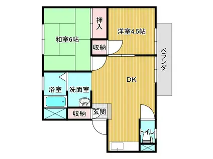 ふるさと荘(2DK/2階)の間取り写真