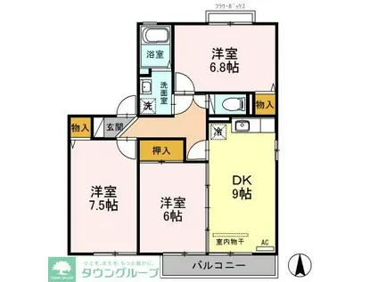 パークヒル東川口(3DK/2階)の間取り写真