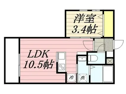 CHERIM戸畑III(1LDK/2階)の間取り写真