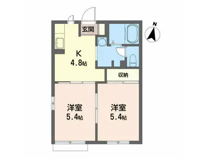 ディアス八桜(2K/2階)の間取り写真