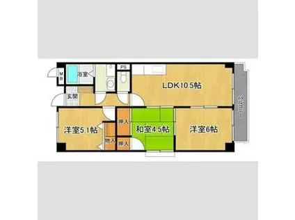 ファミール21(3LDK/4階)の間取り写真